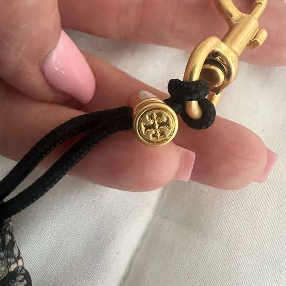 Tory Burch Black and Pink Floral Pouch Bag - Picture 2 of 5